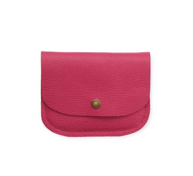 SADDLE  ZIPPER CARD WALLET RASPBERRY