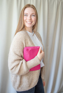 SOFT CORD SADDLE  BAG RASPBERRY