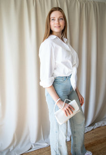 SOFT CORD SADDLE  BAG  WHITE 